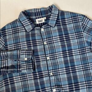 Sleepy Jones Made USA Blue Plaid Long Sleeve Pajama Shirt Sleepwear Men’s Medium